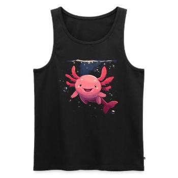 Kawaii Axolotl in Water for Axolotl Fans - Men's Premium Organic Tank Top - black - Front - Michal (187cm)