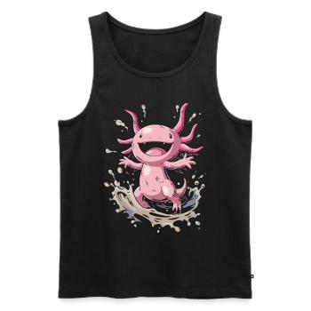 Kawaii Axolotl in Action for Axolotl Fans - Men's Premium Organic Tank Top - black - Front - Michal (187cm)