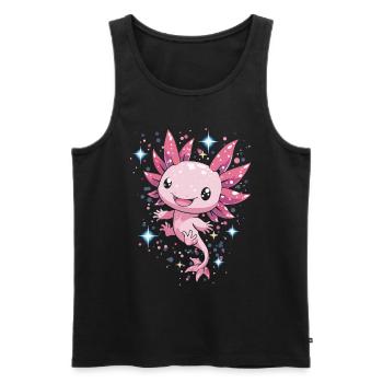 aKawaii Axolotl with Stars for Kids and Fans - Men's Premium Organic Tank Top - black - Front - Michal (187cm)