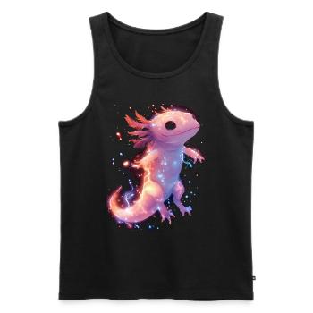 Axolotl magique lumineux avec électricité - Débardeur bio Premium Homme - noir - Devant - AI Model Male 178 light (178cm)