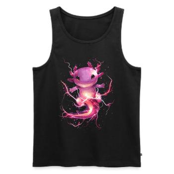 Axolotl lumineux avec électricité magique - Débardeur bio Premium Homme - noir - Devant - AI Model Male 178 light (178cm)