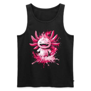 Cheerful Axolotl with Paint Splashes for Kids - Men's Premium Organic Tank Top - black - Front - AI Model Male 178 light (178cm)