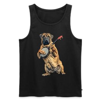 Mastiff Dog Joueur de banjo bluegrass - Débardeur bio Premium Homme - noir - Devant - Michal (187cm)