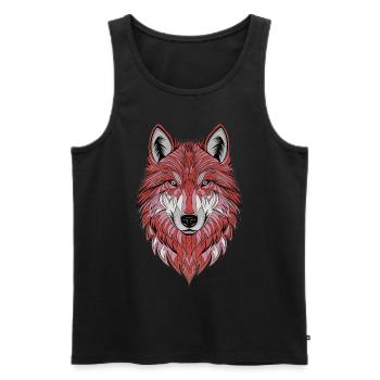 Wild line : Le loup en ligne de mire - Débardeur bio Premium Homme - noir - Devant - AI Model Male 178 light (178cm)