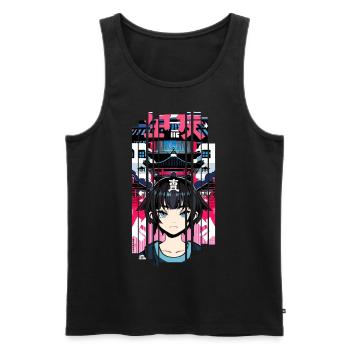 Fille Cyborg japon rouge kanji - Débardeur bio Premium Homme - noir - Devant - Michal (187cm)