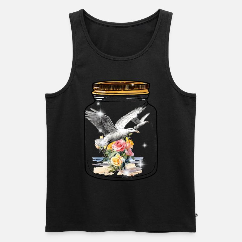 Geburtstag Flaschenpost Möwen Möwe Rosen - Männer Premium Bio Tank Top - Schwarz