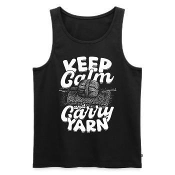 Stricken Häkeln Keep calm and carry yarn - Männer Premium Bio Tank Top - Schwarz - Vorne - AI Model Male 178 light (178cm)