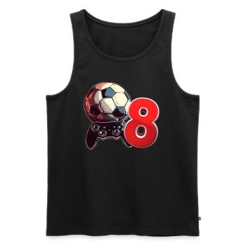 Football et jeux d’argent Anniversaire garçon 8 ans - Débardeur bio Premium Homme - noir - Devant - AI Model Male 178 light (178cm)