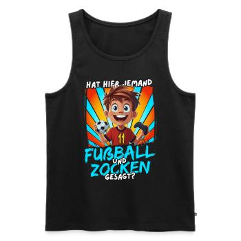 Football et jeux d’argent Anniversaire garçon 11 ans - Débardeur bio Premium Homme - noir - Devant - AI Model Male 178 light (178cm)