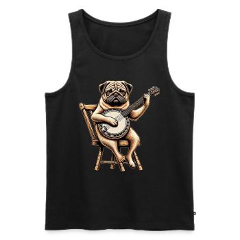 Pug Dog Bluegrass Banjo Player - Men's Premium Organic Tank Top - black - Front - AI Model Male 178 light (178cm)