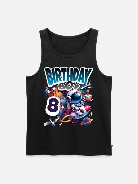 Astronaut 8th Birthday Space - Men's Premium Organic Tank Top - black