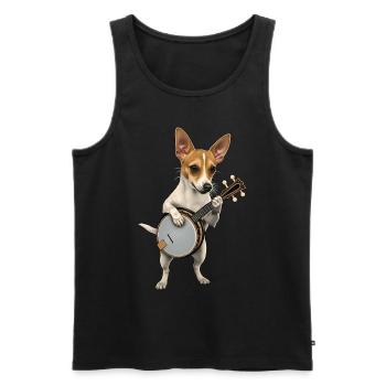 Rat Terrier Dog Bluegrass Banjo Player - Men's Premium Organic Tank Top - black - Front - Michal (187cm)