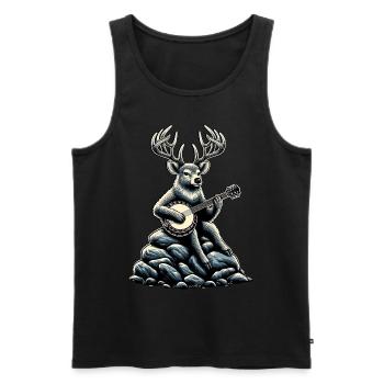 Renne Noël Père Noël Banjo Bluegrass - Débardeur bio Premium Homme - noir - Devant - Michal (187cm)