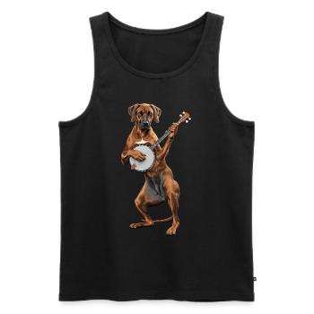 Rhodesian Ridgeback Dog Bluegrass Banjo Player - Men's Premium Organic Tank Top - black - Front - Michal (187cm)