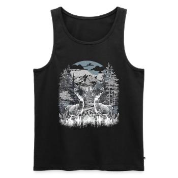 Hirsche Österreich Natur Wanderung Wandern Urlaub - Männer Premium Bio Tank Top - Schwarz - Vorne - AI Model Male 178 light (178cm)