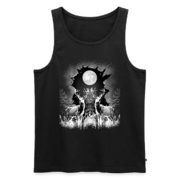 Full Moon Deer Deer Nature Forest Animals Mystical - Men's Premium Organic Tank Top - black - Front - Michal (187cm)