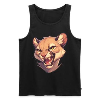 Cougar Mountain Lion Mountain Lion - Débardeur bio Premium Homme - noir - Devant - AI Model Male 178 light (178cm)