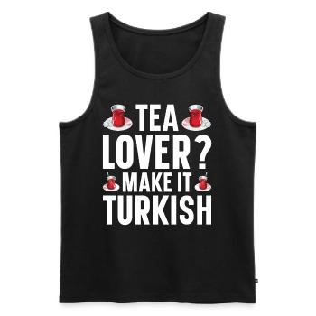 Thé turc Chai Türk Çayi Amoureux de la dinde - Débardeur bio Premium Homme - noir - Devant - Michal (187cm)
