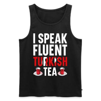 Thé turc Chai Türk Çayi Amoureux de la dinde - Débardeur bio Premium Homme - noir - Devant - Michal (187cm)