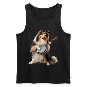 Shetland Sheepdogs Dog Bluegrass Banjo Player - Men's Premium Organic Tank Top - black - Front - Michal (187cm)