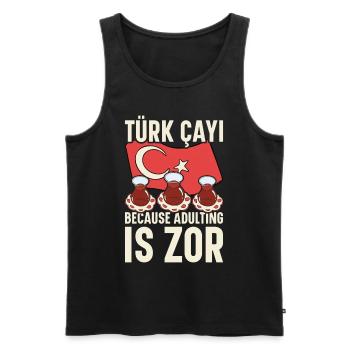 Thé turc Chai Türk Çayi Amoureux de la dinde - Débardeur bio Premium Homme - noir - Devant - Michal (187cm)