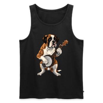 Bernhardinerhund Bluegrass-Banjo-Spieler - Männer Premium Bio Tank Top - Schwarz - Vorne - Michal (187cm)