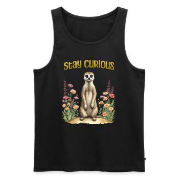 Stay curious, cute meerkat - Men's Premium Organic Tank Top - black - Front - Michal (187cm)
