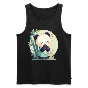 Pandas Panda - Männer Premium Bio Tank Top - Schwarz - Vorne - AI Model Male 178 light (178cm)
