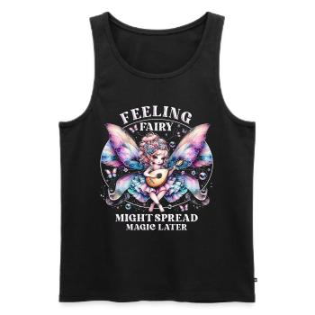 Fee Feeling fairy might spread magic later - Men's Premium Organic Tank Top - black - Front - AI Model Male 178 light (178cm)