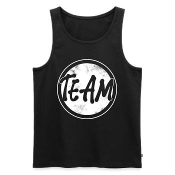 Team - Männer Premium Bio Tank Top - Schwarz - Vorne - Michal (187cm)
