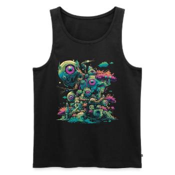 Weirdcore Aesthetic Eyes Eyeball Machines Drea - Men's Premium Organic Tank Top - black - Front - Michal (187cm)