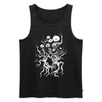 Weirdcore Aesthetics White Branches Eyes Dreamcore Green - Men's Premium Organic Tank Top - black - Front - AI Model Male 178 light (178cm)