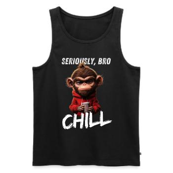 Seriously Bro Chill Monkey Meme Gambler Design - Men's Premium Organic Tank Top - black - Front - AI Model Male 178 light (178cm)