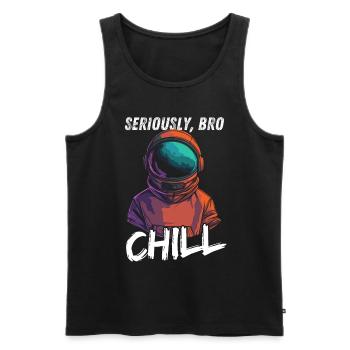 Sérieusement Bro Chill Astronaute Gamer Meme - Débardeur bio Premium Homme - noir - Devant - AI Model Male 178 light (178cm)