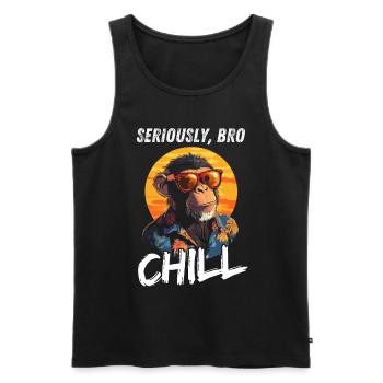 Sérieusement Bro Chill Singe Joueur Coucher de soleil - Débardeur bio Premium Homme - noir - Devant - AI Model Male 178 light (178cm)