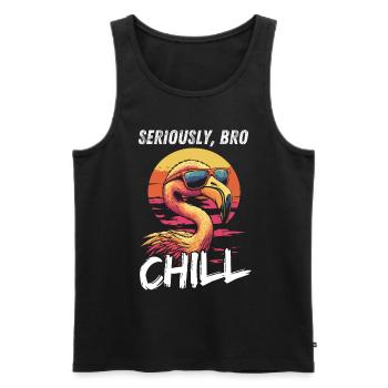 Seriously Bro Chill Flamingo Meme Design - Men's Premium Organic Tank Top - black - Front - AI Model Male 178 light (178cm)