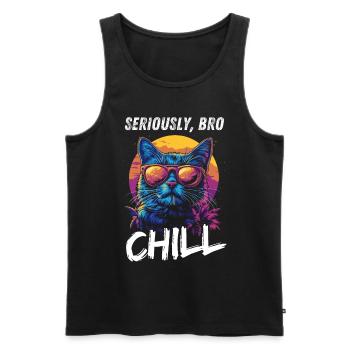 Seriously Bro Chill Cat Gamer Meme - Men's Premium Organic Tank Top - black - Front - Michal (187cm)