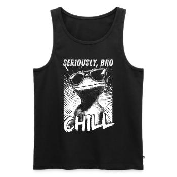 Sérieusement Bro Chill Lizard Retro Meme - Débardeur bio Premium Homme - noir - Devant - AI Model Male 178 light (178cm)