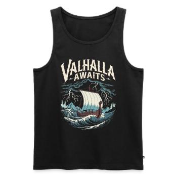 Wikingerschiff Valhalla Awaits für eine Wikinger - Männer Premium Bio Tank Top - Schwarz - Vorne - Michal (187cm)