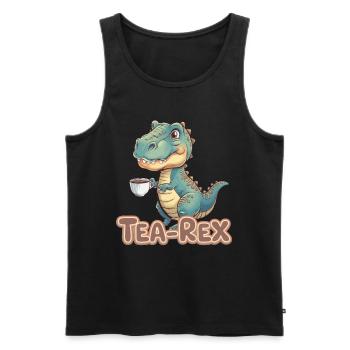 Niedlicher Dinosaurier trinkt Tee T-Rex Humor - Männer Premium Bio Tank Top - Schwarz - Vorne - Michal (187cm)