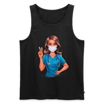 Lustige Krankenschwester mit Humor - Männer Premium Bio Tank Top - Schwarz - Vorne - Michal (187cm)