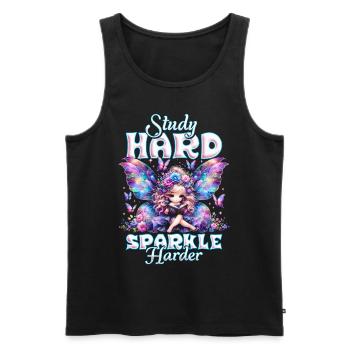 Fairy Fairycore Study hard sparkle harder - Men's Premium Organic Tank Top - black - Front - AI Model Male 178 light (178cm)