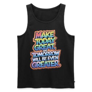 Motivations-Shirt: Heute gut, morgen besser! - Männer Premium Bio Tank Top - Schwarz - Vorne - AI Model Male 178 light (178cm)