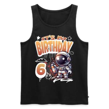 Graffiti astronaute 6ème anniversaire - Débardeur bio Premium Homme - noir - Devant - Michal (187cm)