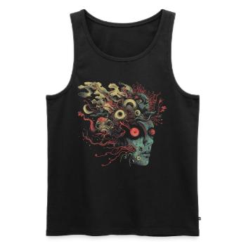 Weirdcore Ästhetik Weird Frau Gesicht Dreamcore Au - Männer Premium Bio Tank Top - Schwarz - Vorne - Michal (187cm)