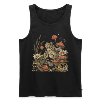 Cottagecore Aesthetic Frog Mushroom Vintage Gobli - Men's Premium Organic Tank Top - black - Front - AI Model Male 178 light (178cm)