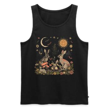 Cottagecore Ästhetische Kaninchen Mond Pilz Witchy - Männer Premium Bio Tank Top - Schwarz - Vorne - AI Model Male 178 light (178cm)