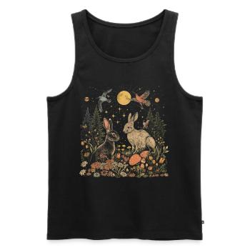 Cottagecore Ästhetische Kaninchen Mond Pilz Witchy - Männer Premium Bio Tank Top - Schwarz - Vorne - AI Model Male 178 light (178cm)