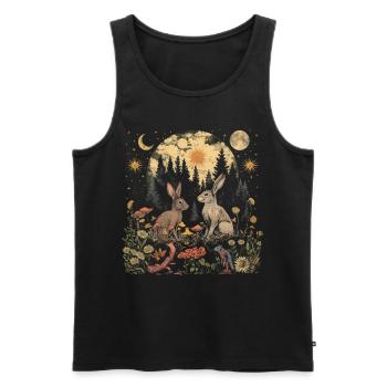 Cottagecore Ästhetische Kaninchen Mond Pilz Witchy - Männer Premium Bio Tank Top - Schwarz - Vorne - AI Model Male 178 light (178cm)