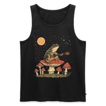 Cottagecore Ästhetische Frosch Gitarre Pilz Witchy - Männer Premium Bio Tank Top - Schwarz - Vorne - AI Model Male 178 light (178cm)
